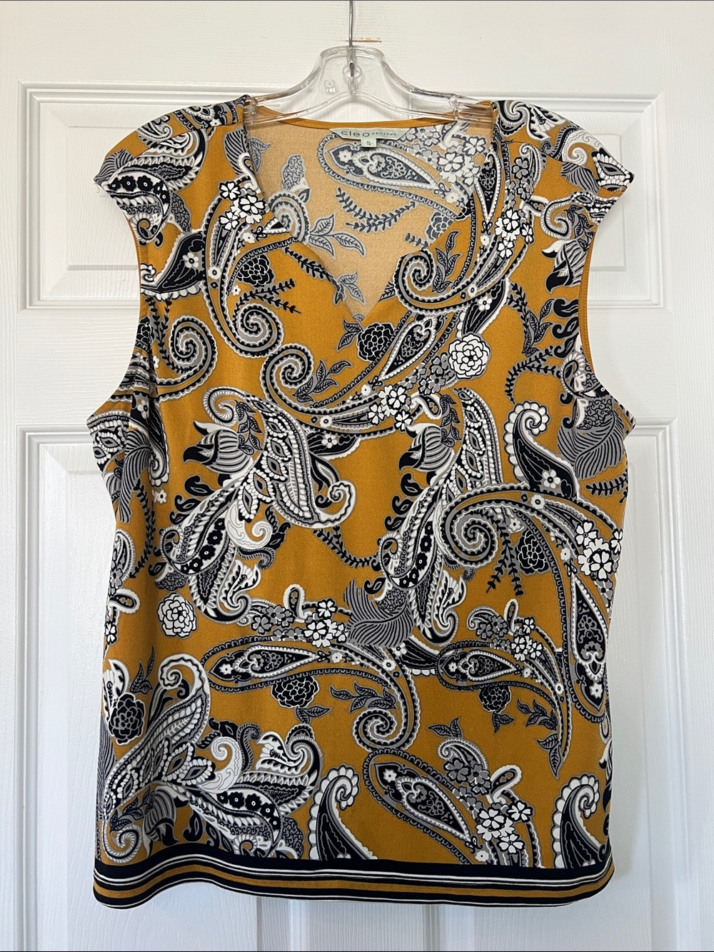 cleo Mustard Paisley Sleeveless Shell Top